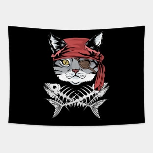 Cat Pirate TShirt Funny Cat Pirate Halloween Tapestry