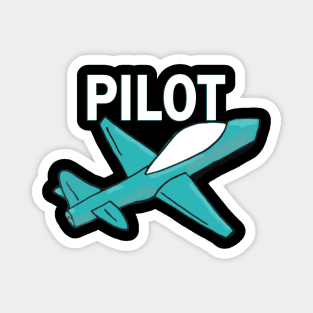 Pilot retro plane in blue Magnet