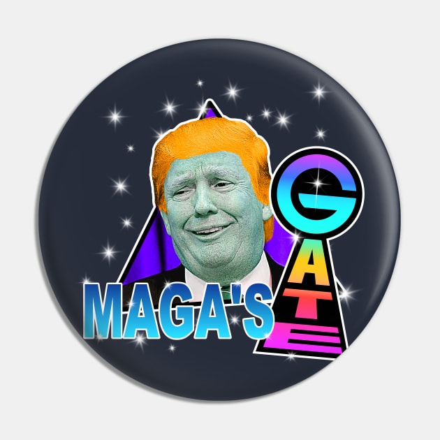 MAGA'S GATE :: Heaven's Gate Trump Cult Parody Pin by darklordpug