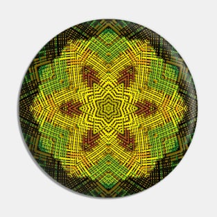 Weave Mandala Yellow Green and Orange Pin