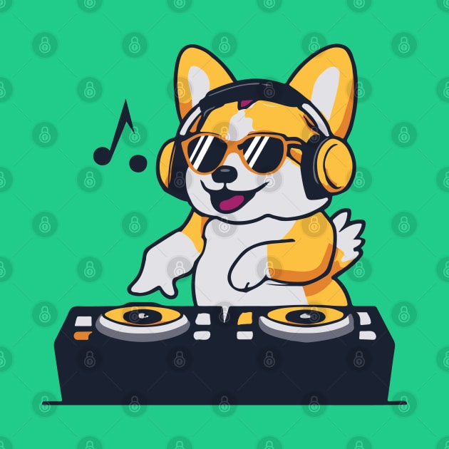 Cute Corgi plays Dj Music Funny Dog kawaii by Kawaii Bomb