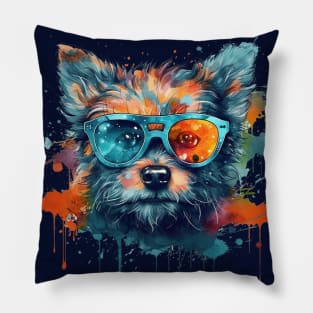 Cute dog with sunglasses Pillow