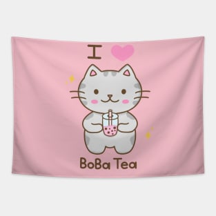 Boba tea cat Tapestry