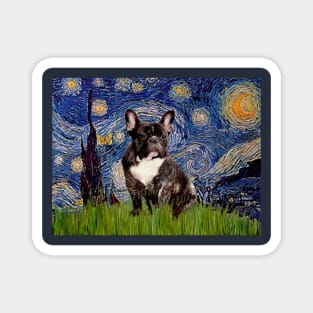 Starry Night Adaptation with a French Bulldog (brindle) Magnet