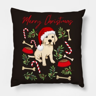 Merry Christmas Labrador puppy cute dog Seasons Greetings Tis The Season To Be Jolly Pillow