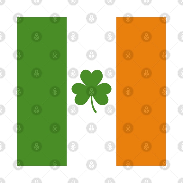 St Patrick's Day Irish Flag with Shamrock Clover by BirdAtWork