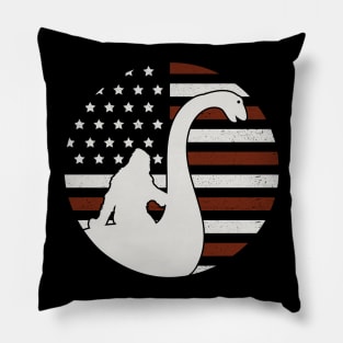 Bigfoot Loch Ness American Flag Pillow