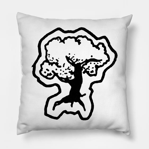 Black and White Forest Tree Doodle Art Pillow by VANDERVISUALS