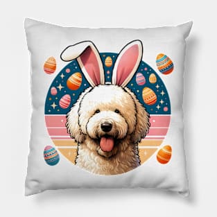 Komondor Enjoys Easter with Bunny Ears Delight Pillow