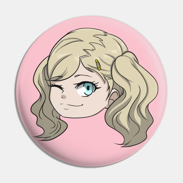 Ann Chibi Head Pin by AdorableArts