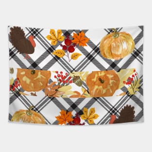 Happy Thanksgiving (Plaid Pumpkin) Tapestry