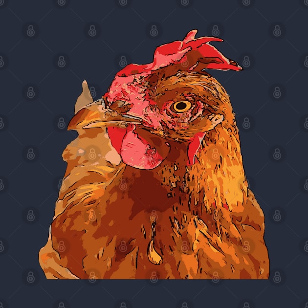 Quirky Farmyard Chicken Portrait Isolated by taiche