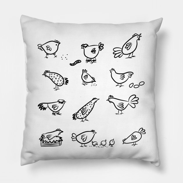 chickens set Pillow by Kuchinska design