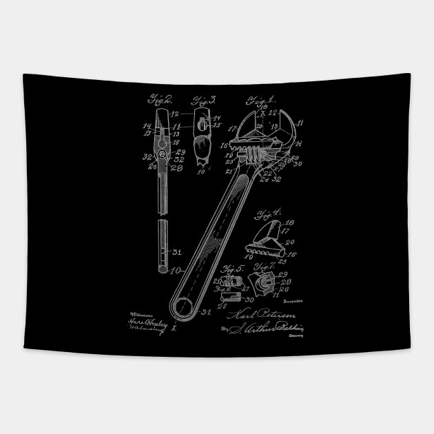 Wrench Vintage Patent Drawing Funny Novelty Tapestry by TheYoungDesigns