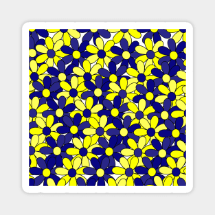 Down Syndrome Blue and Yellow Flower Pattern Magnet