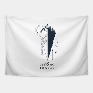 Compass. Let's Go Travel. Motivational Quote. Adventure, Travel, Wanderlust. Tapestry