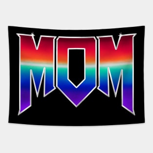 Mom Retro Neon Text Effect Tapestry