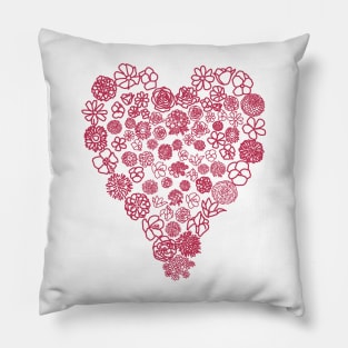 Viva Magenta Floral Heart of Flowers Mothers Day Pillow