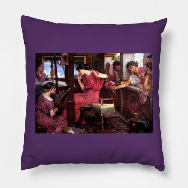 Penelope and her Suitors - John WIlliam Waterhouse Pillow by forgottenbeauty