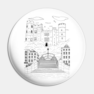 Dublin Ireland Vintage Hand Drawn City Sketch Pin