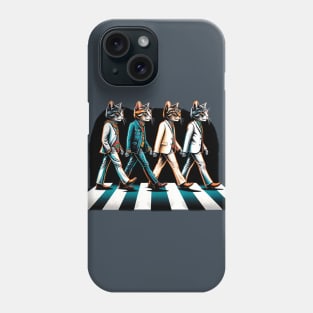 Feline Fab Four - Cat Beatles Abbey Road Parody Art Phone Case