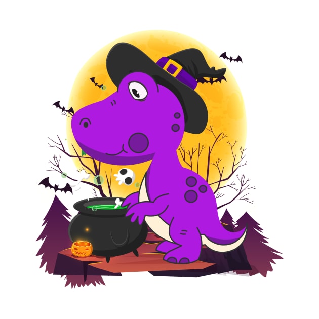 Halloween Dinosaur TRex Witch by iHeartDinosaurs