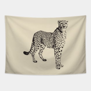 Cheetah Outline Drawing Tapestry