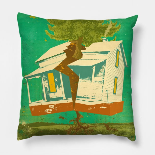 SPLIT HOUSE Pillow by Showdeer