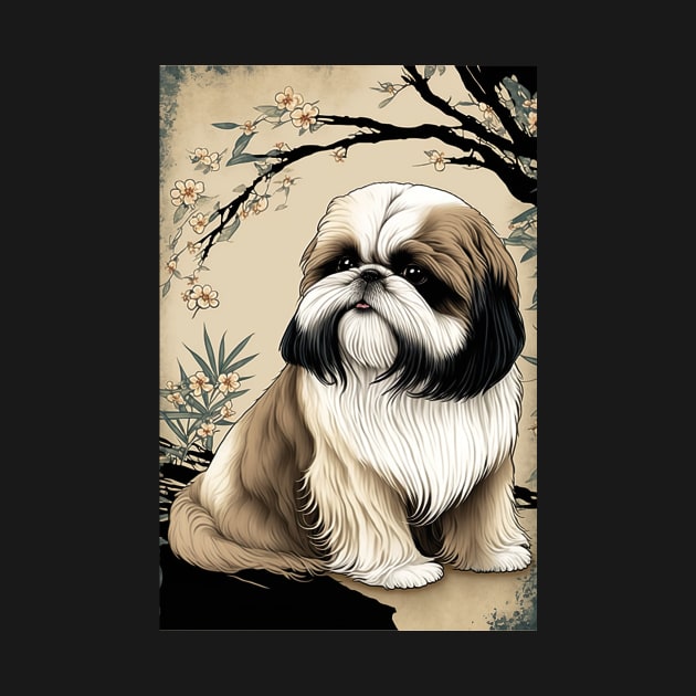 Super Cute Shih Tzu Portrait - Japanese style by KoolArtDistrict