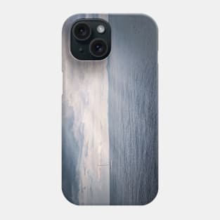 Panoramic seascape with a sailboat on the horizon Phone Case