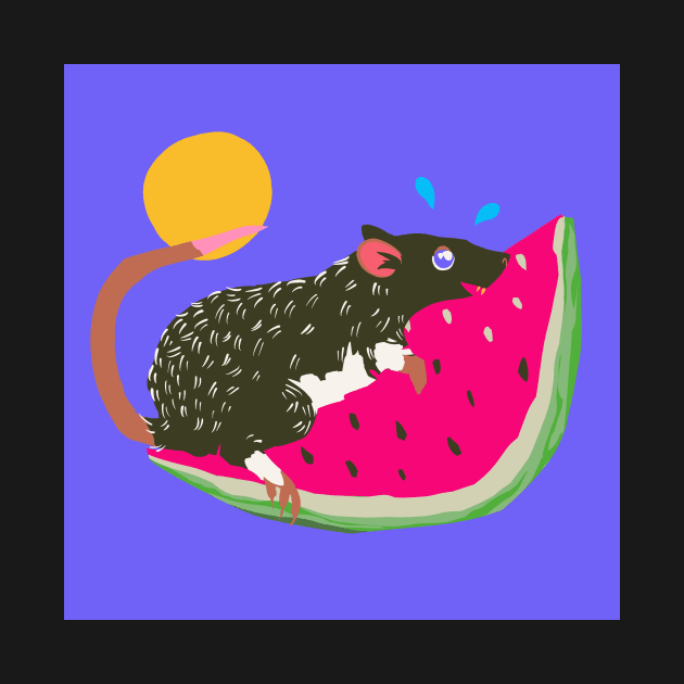 Summertime Rat on a Watermelon Slice! by Adrielle-art