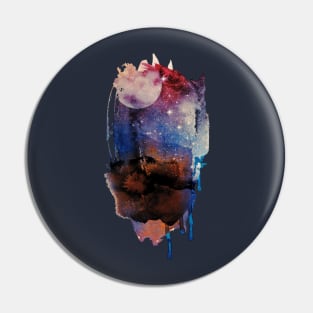 Abstract Watercolour: Moonlit night Pin