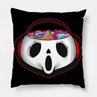 Sweets Bucket Scary Ghost Sweets Collecting On Halloween Pillow