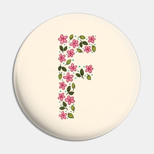 Floral Monogram Letter F Pin