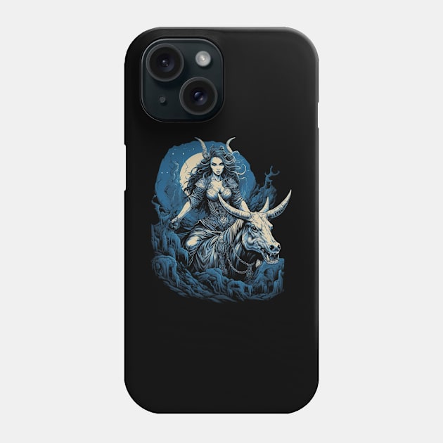 Heavy Metal Valkyrie Goddess Riding Steed Rocker Headbanger Phone Case by LunaElizabeth