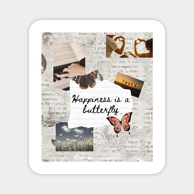 Happiness is a Butterfly by Lana Del Ray Lyrics Print Magnet by madiwestdal