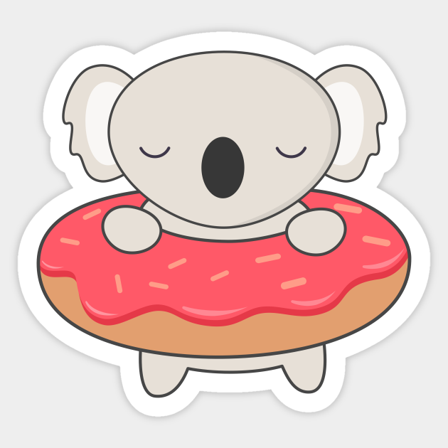 kawaii cute koala with donut koala sticker teepublic