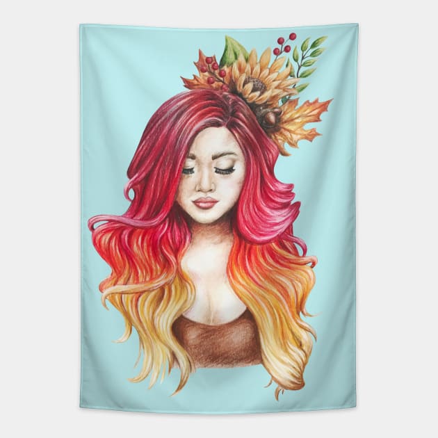 Fall Ombré Hairstyle Tapestry by Lady Lilac