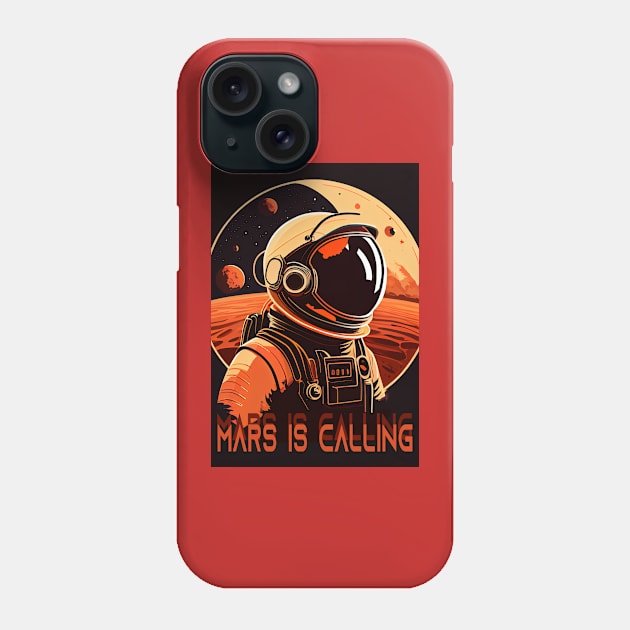 Mars Adventure Vintage Travel Poster Phone Case by GreenMary Design