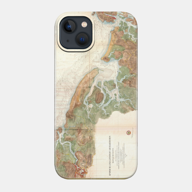 Vintage Map of Ipswich and Annisquam Harbor (1857) - Ipswich And Annisquam Harbor - Phone Case