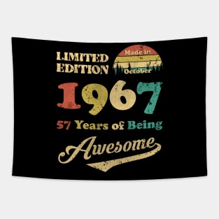 Made In October 1967 57 Years Of Being Awesome Vintage 57th Birthday Tapestry