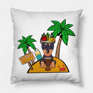 Funny alsatian is on a deserted island Pillow