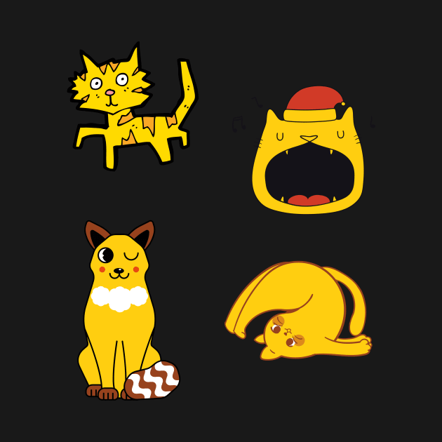 Yellow Cats Pack Stickers by Cool Animal Apparel