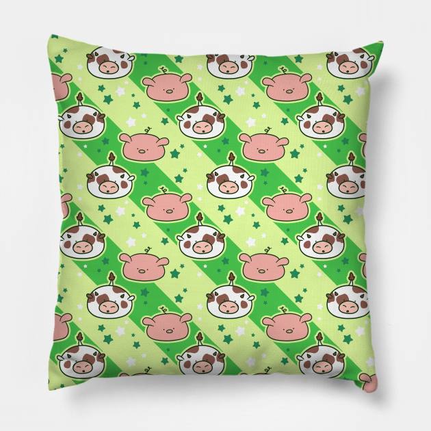 Cow and Pig Blobs Pattern Pillow by saradaboru