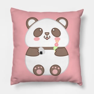 Panda eating Japanese desserts Pillow