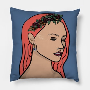 Tiara Flower Crown Girl Pillow