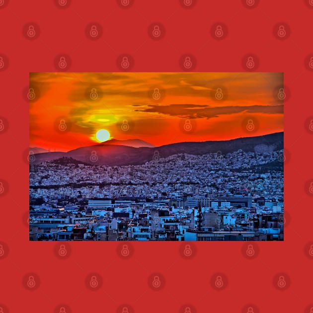 Greece. Athens. City at the sunset in psychedelic colors. by vadim19