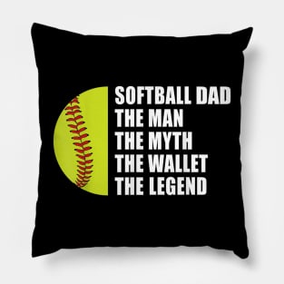 Mens Softball Dad Man Myths Wallet Softball Fathers Day Pillow