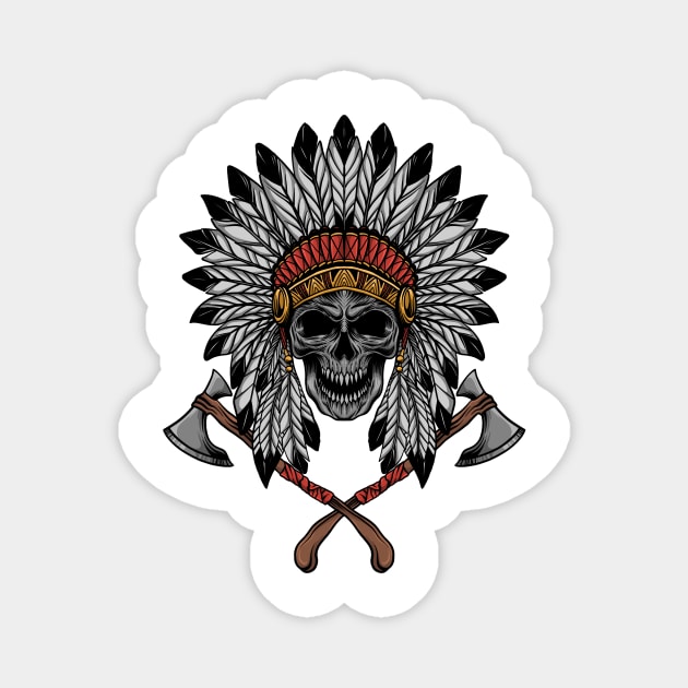 skull indian Magnet by Arjanaproject