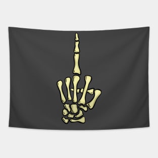 The Middle Finger Creepy Halloween Skeleton Hand Gesture Swearing Tapestry